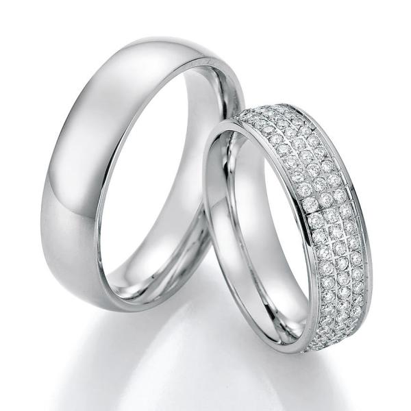 Nowotny-Collection Ruesch Trauringe Weissgold 02/50150-060 + 02/50160-060